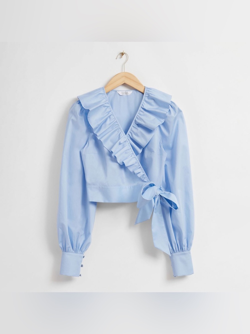 & OTHER STORIES Light Blue Ruffled Wrap Blouse